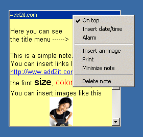 The title menus of a note