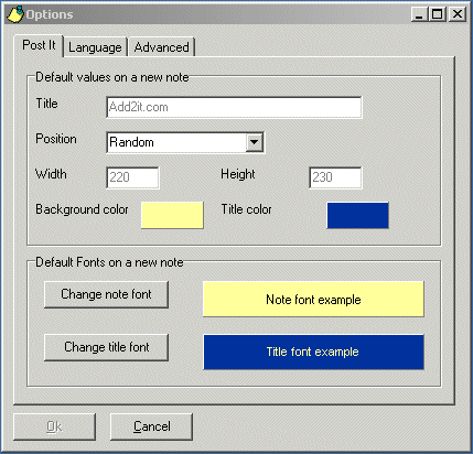 The options menu